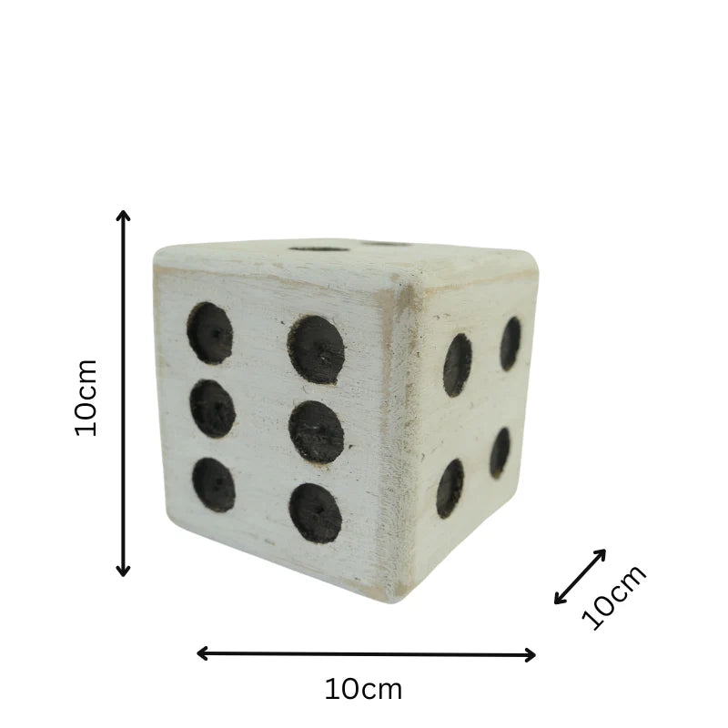 Wooden Whitewash Square Dice - 10cms