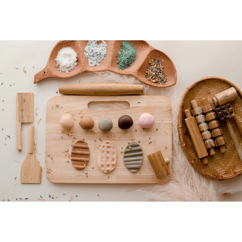 Wooden 9 patterned Playdough Kit