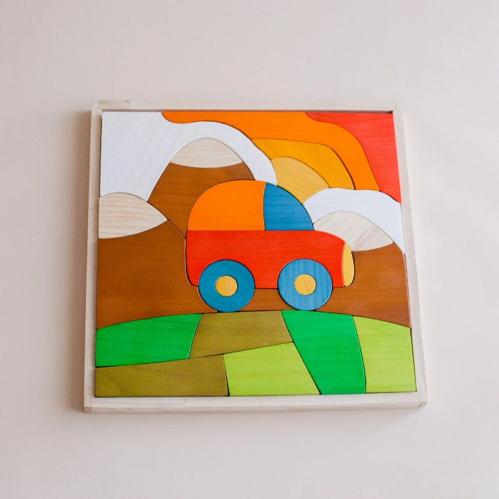Wooden Car Puzzle Play Set