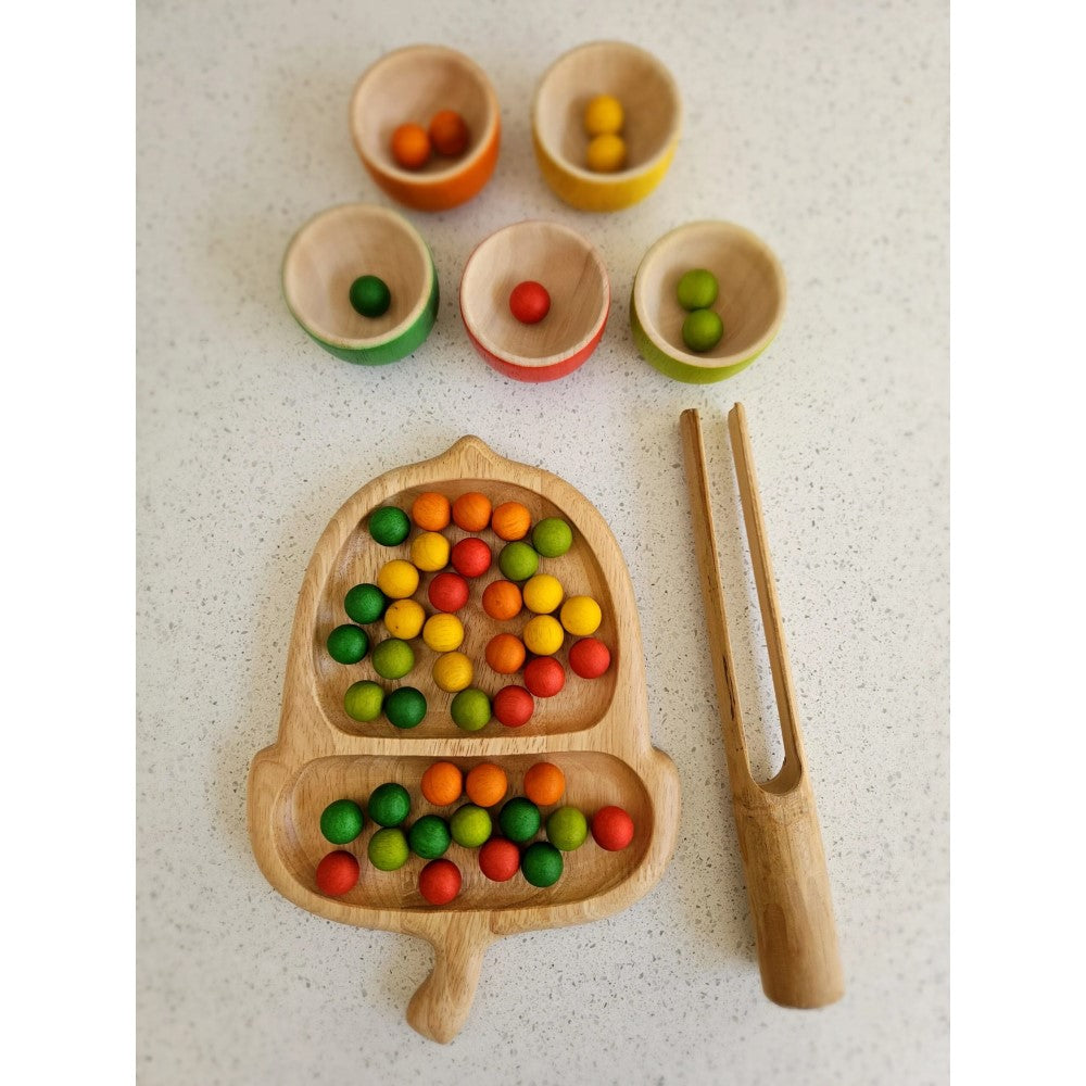 Wooden Imaginative Play Acorn Tray