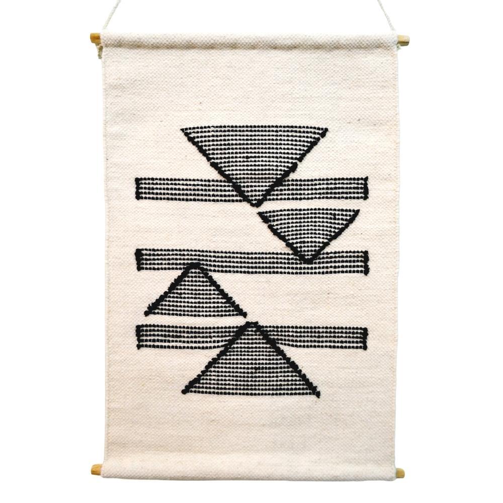 Woolen Wall Hanging Tapestry - Ivory & Black