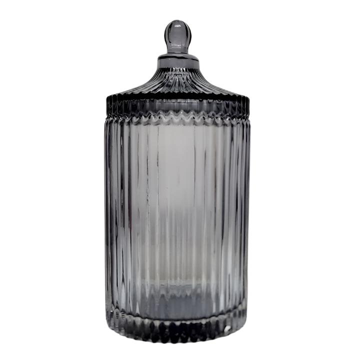 XL Ribbed Verona Round Ribbed Glass Jar - Available in 3 Colors