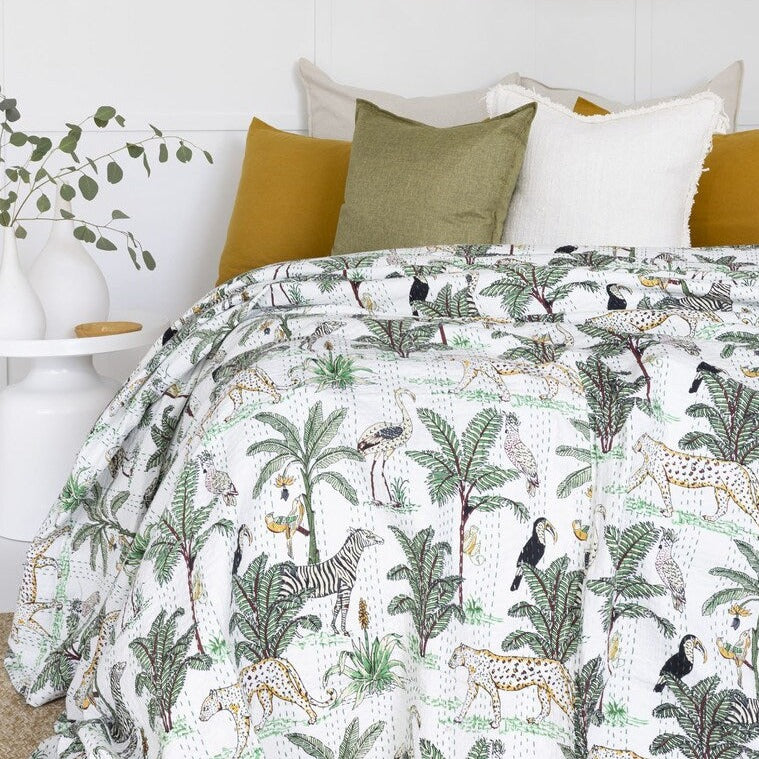 Zebra Palms Symphony Cotton Bedspread King Size