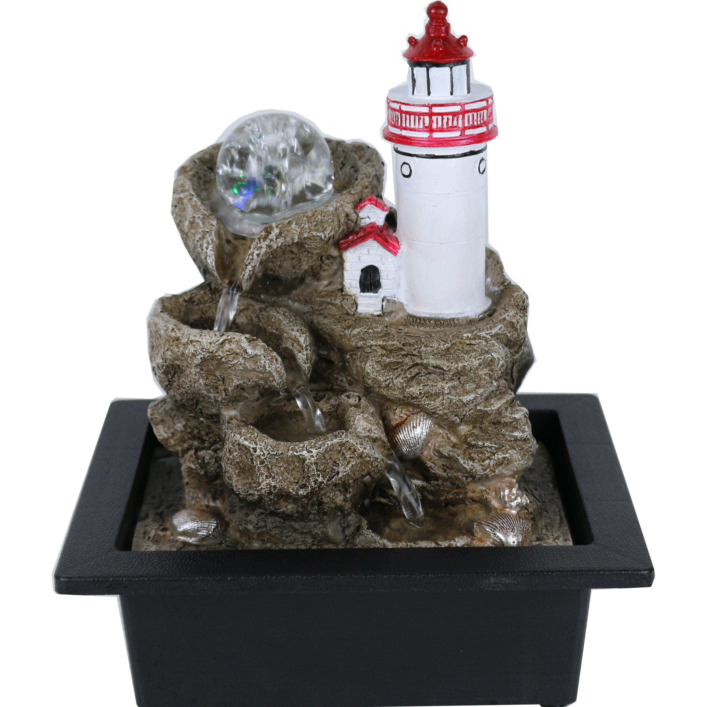 Lively Lighthouse Polyresin Fountain Tabletop Decor