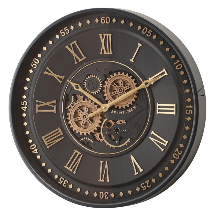 Zion Spintime Exposed Gear Movement Wall Clock - Black