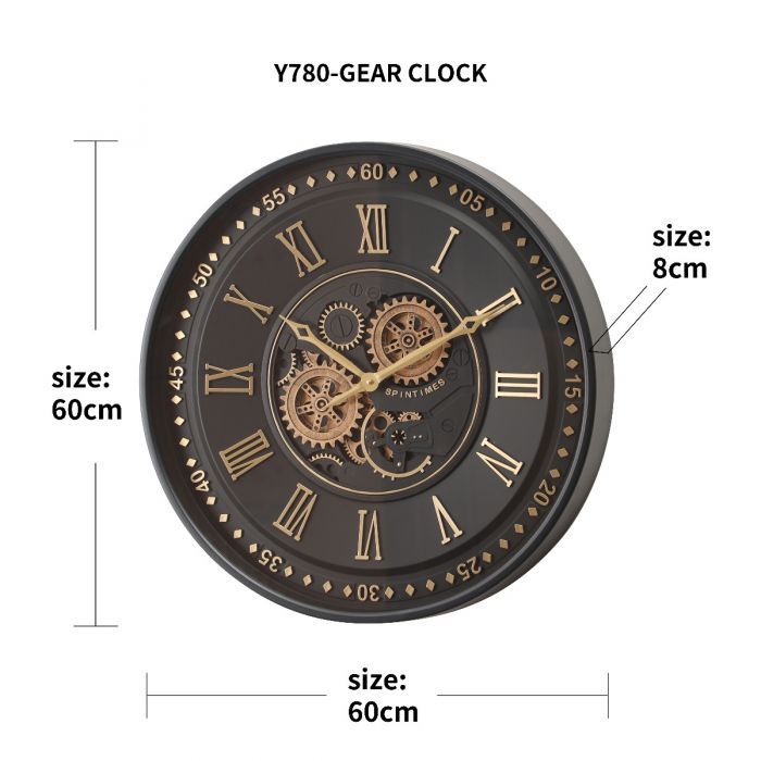 Zion Spintime Exposed Gear Movement Wall Clock - Black