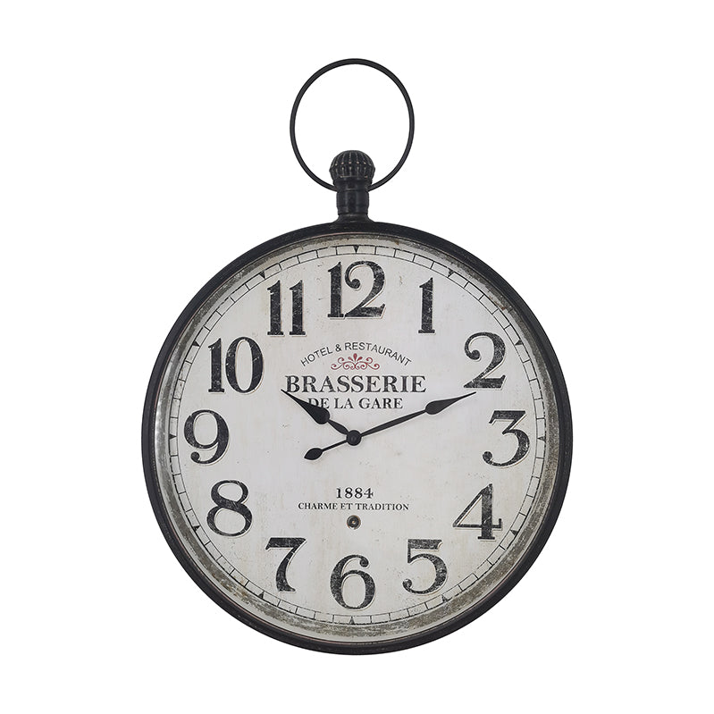 'Brasserie' Glass-Front Fob Wall Clock - 60cms