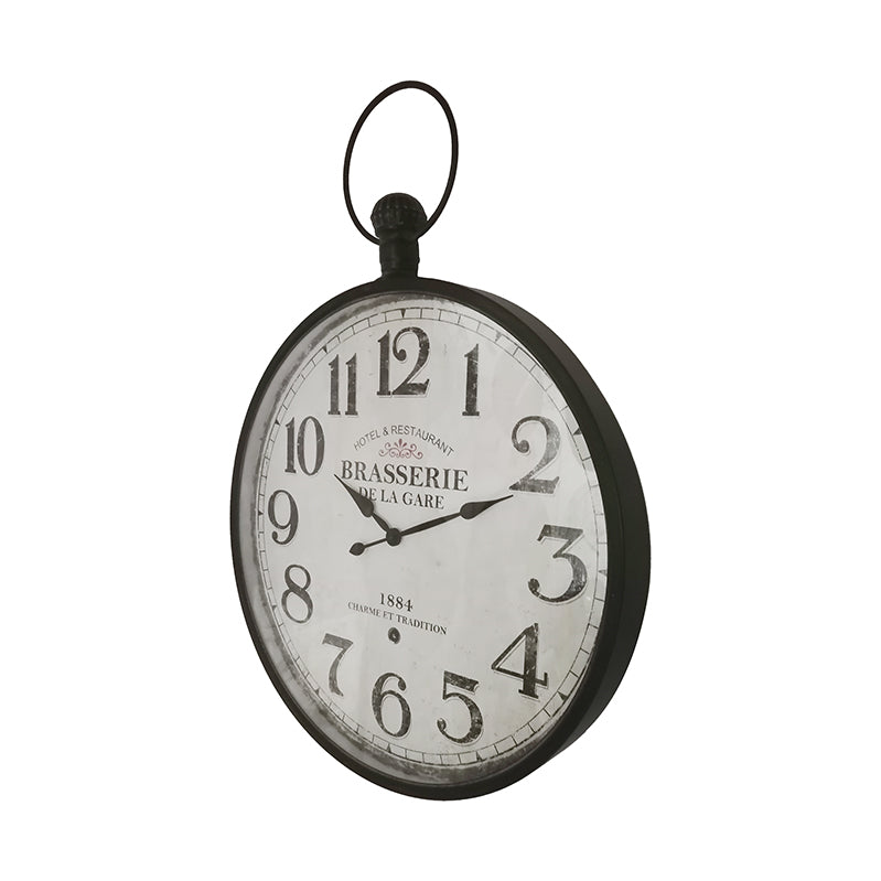 'Brasserie' Glass-Front Fob Wall Clock - 60cms