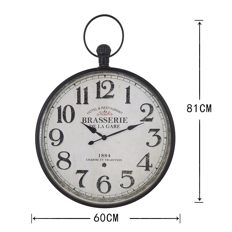 'Brasserie' Glass-Front Fob Wall Clock - 60cms