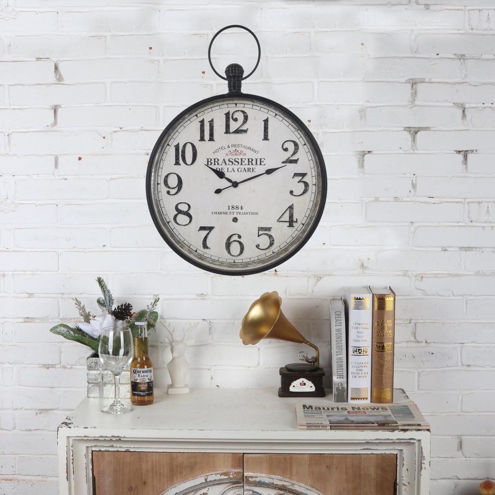 'Brasserie' Glass-Front Fob Wall Clock - 60cms