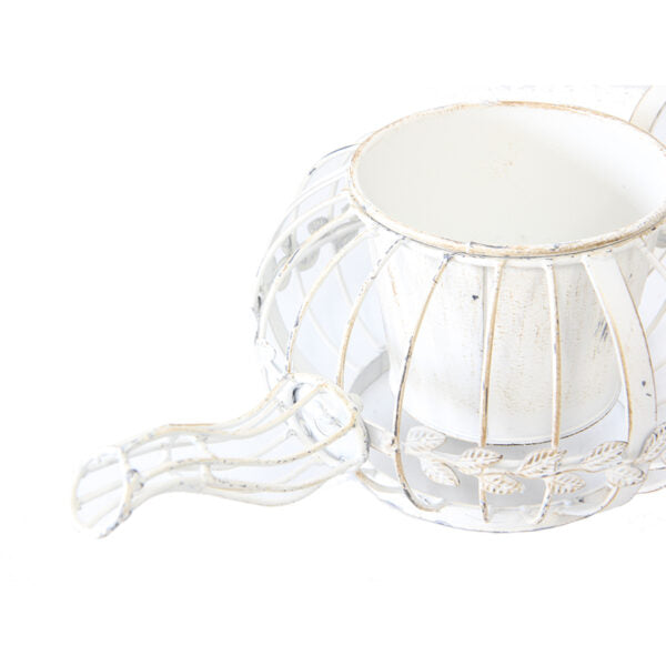Antique White Teapot Planter Pot