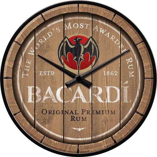 Bacardi On Wooden Barrel Wall Clock