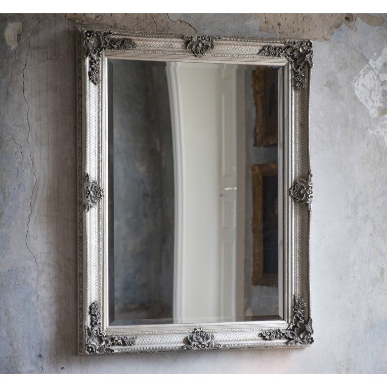 Baroque Wood Framed Wall / Floor Mirror 109.5cms - Silver