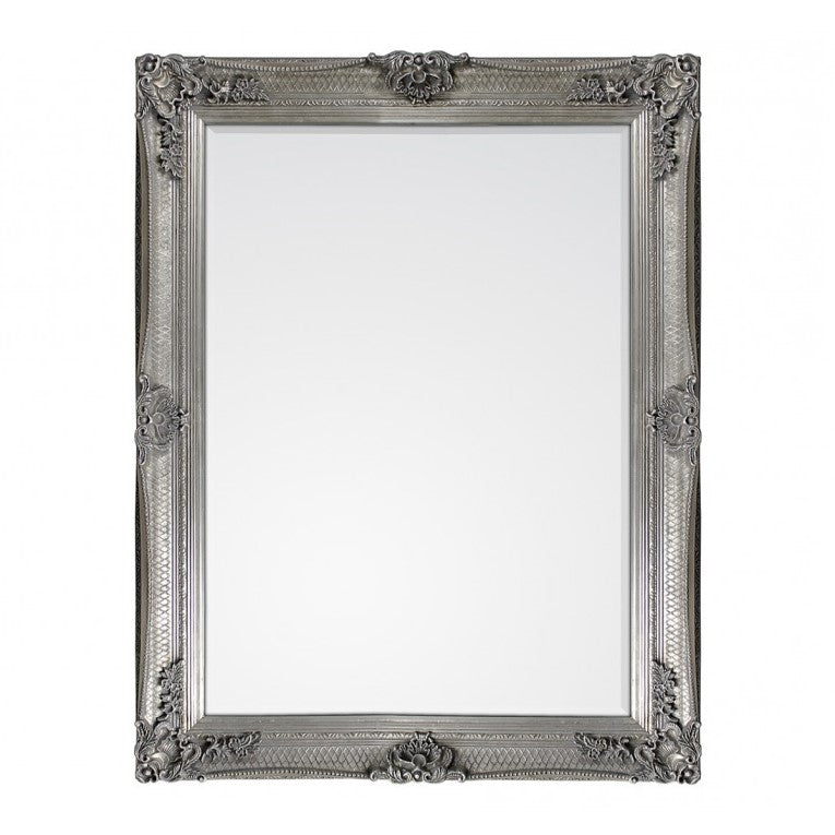 Baroque Wood Framed Wall / Floor Mirror 109.5cms - Silver