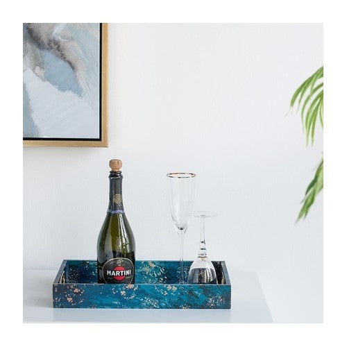 Blue Decorative Trays Set of 2