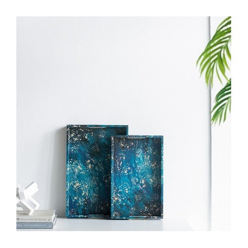 Blue Decorative Trays Set of 2