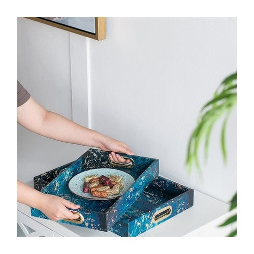 Blue Decorative Trays Set of 2