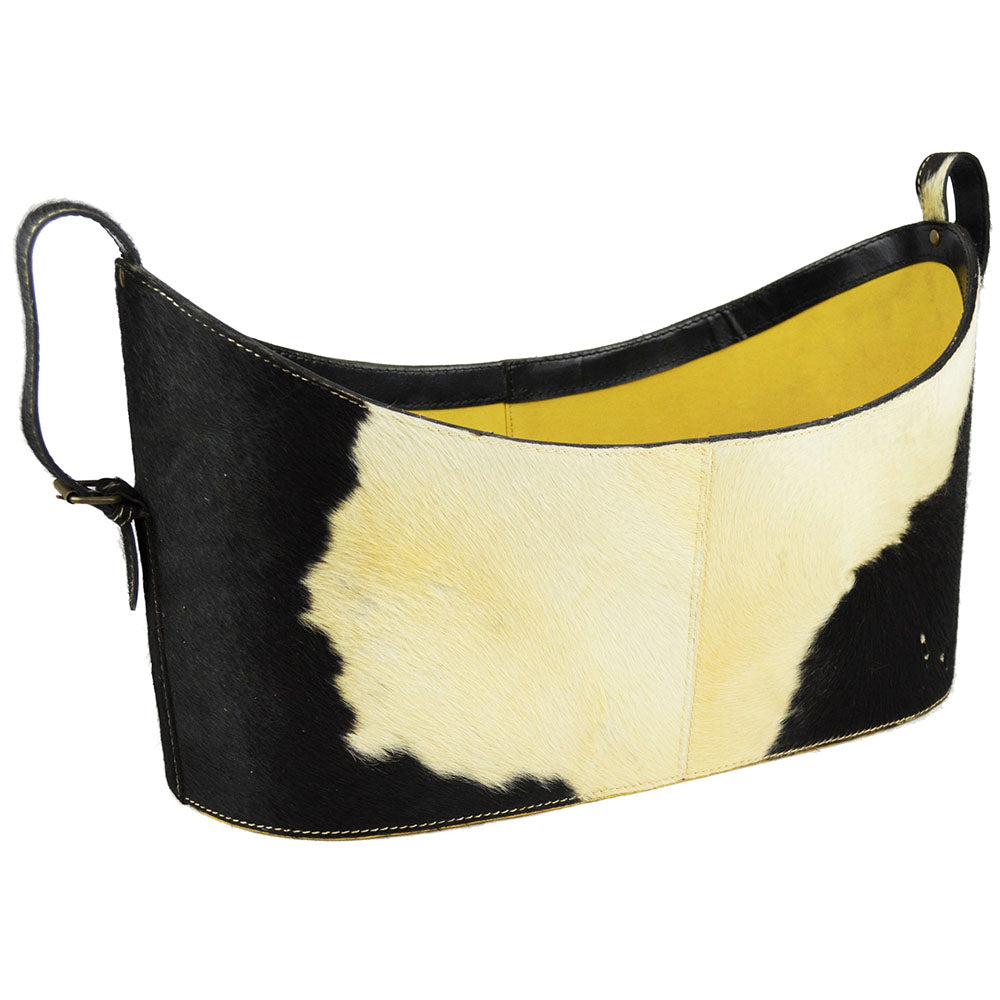 Boat Neck Fur Leather Magazine Basket (2 Colors to Choose)