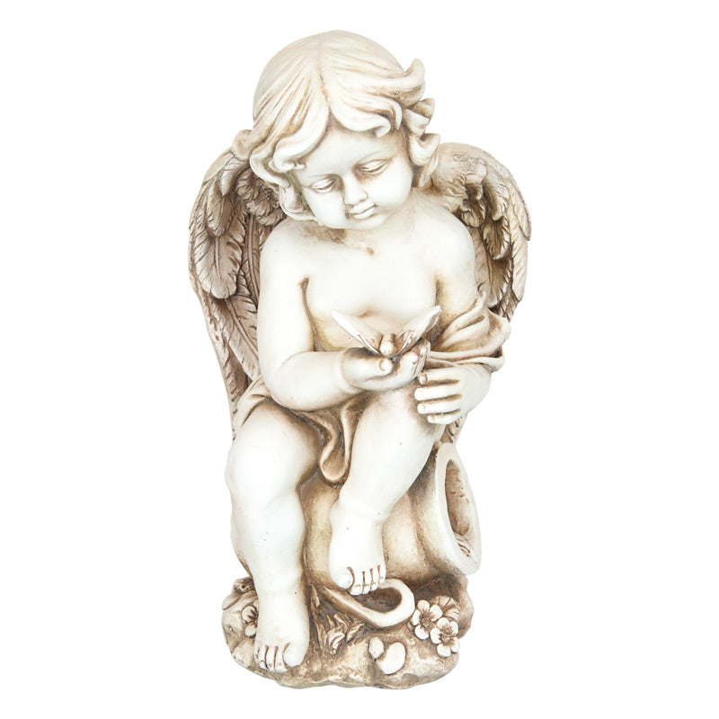 Cherub Playing With Butterfly Statue