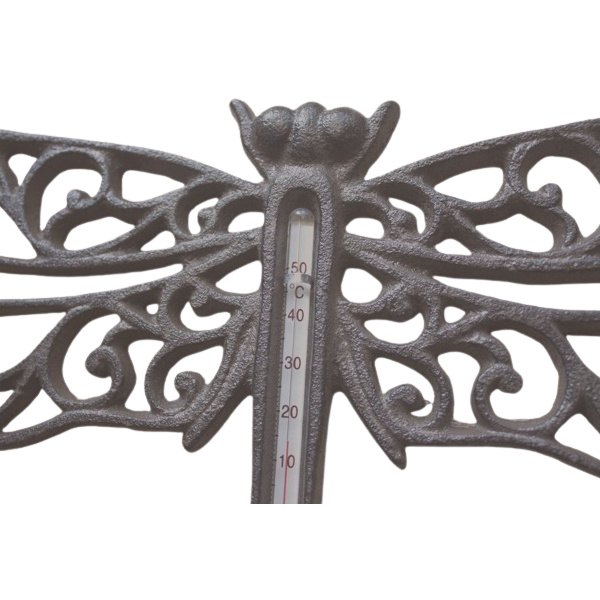 Cast Iron Dragonfly Garden Thermometer