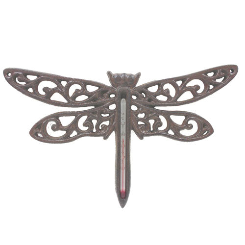 Cast Iron Dragonfly Garden Thermometer