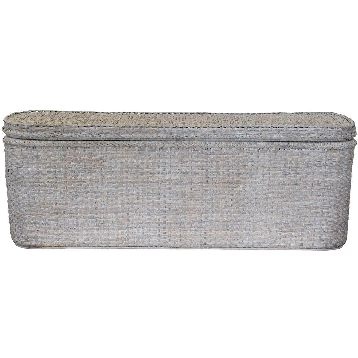 Chic Rattan Rectangle Bed End Chest - White Wash
