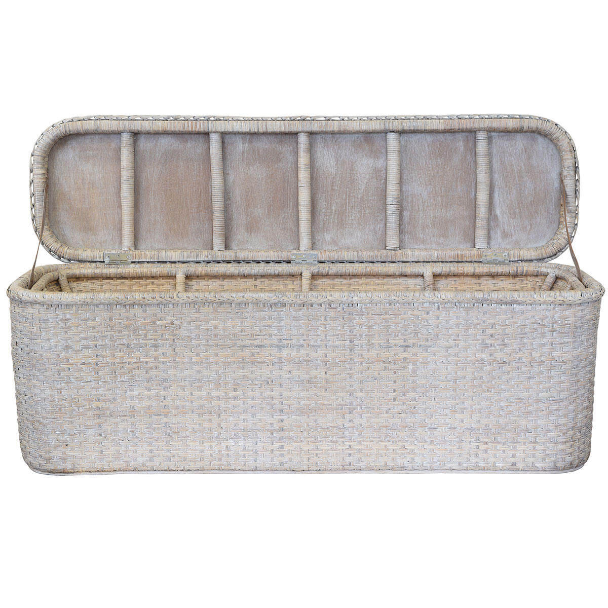 Chic Rattan Rectangle Bed End Chest - White Wash