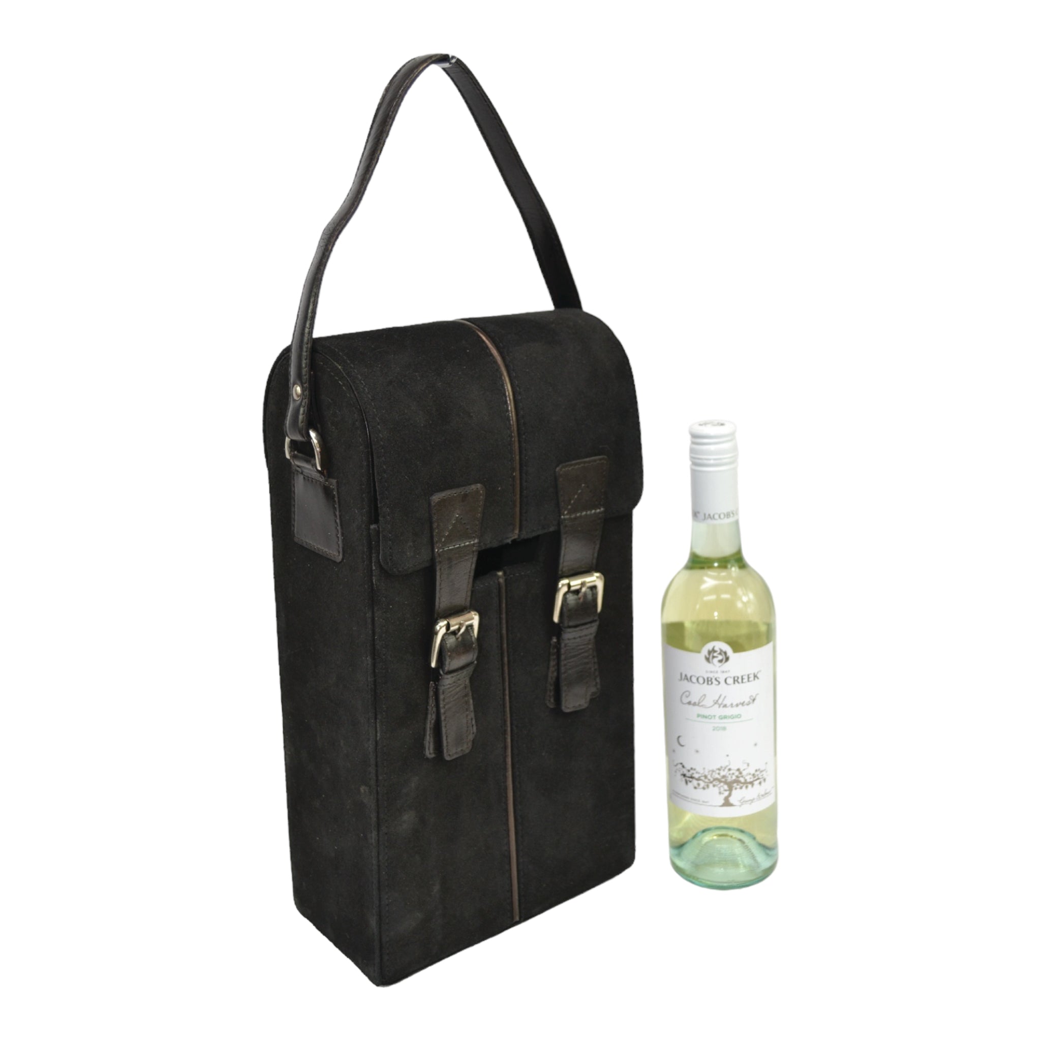 Colonial Style Double Wine Holder Leather Suede (7 Colors to Choose)