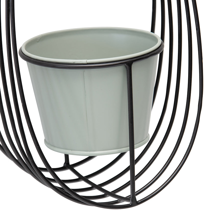 Contemporary Black Hanging Cradle Pot & Chain Planter
