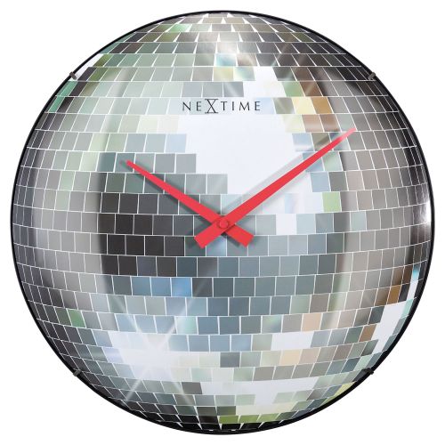 NeXtime Silver Disco Ball Wall Clock 35cm