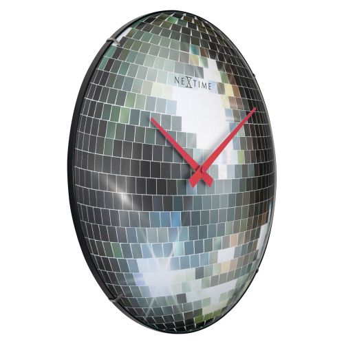 NeXtime Silver Disco Ball Wall Clock 35cm