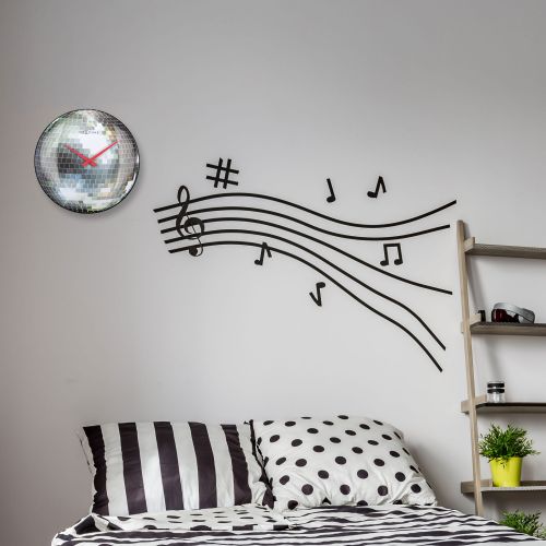 NeXtime Silver Disco Ball Wall Clock 35cm