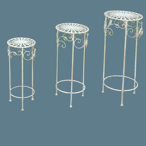 Distressed White Set of 3 Nesting Outdoor Planter Stands