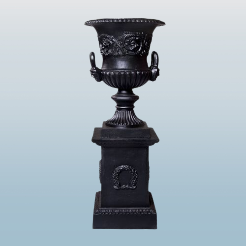 Elegant Pedestal Cast Iron Urn 140cms (Available in 2 Colors)