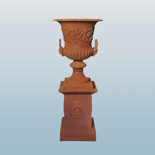 Elegant Pedestal Cast Iron Urn 110cms (Available in 2 Colors)