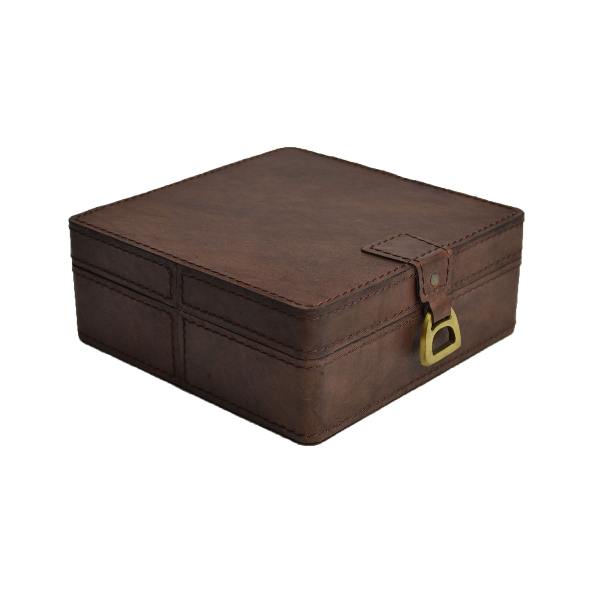 Elegant Square Leather Trinket Box With Stirrup (3 Colors to Choose)