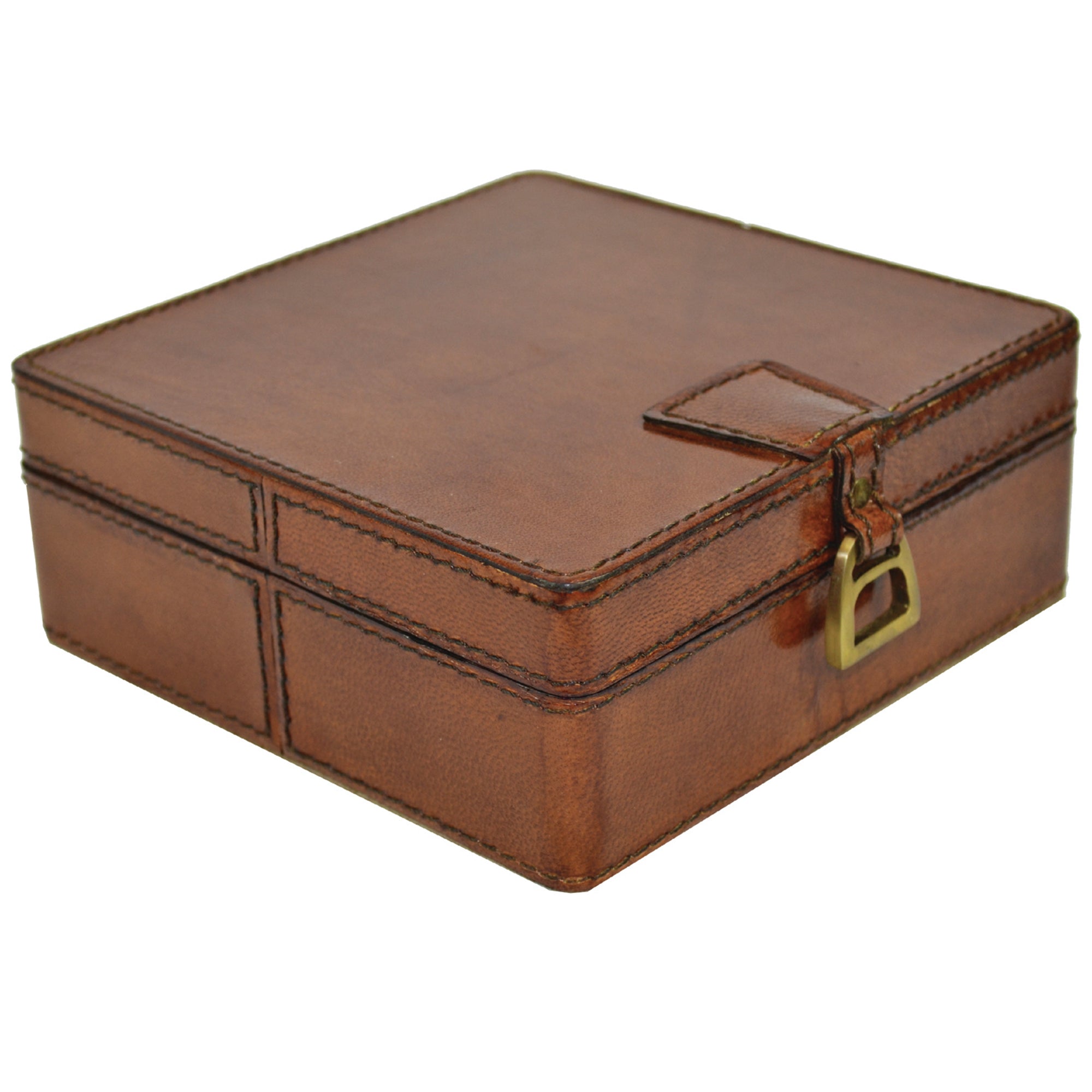 Elegant Square Leather Trinket Box With Stirrup (3 Colors to Choose)