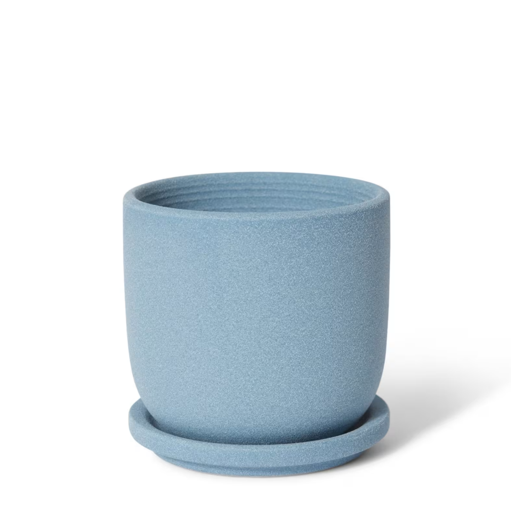 Cermaic Allegra Pot with Saucer - Available in 3 colors - 12 x 12 x 12cms