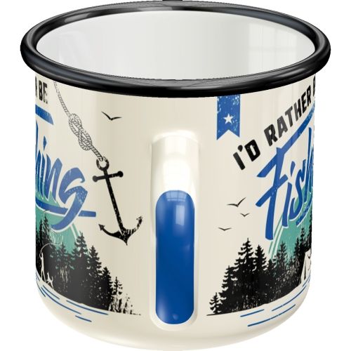 "I'd Rather Be Fishing" Enamel Coffee Mug