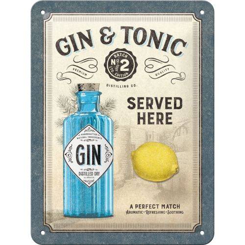 Gin and Tonic Served Here Metal Sign (Available in 3 Sizes)