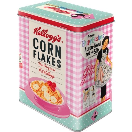 Kellogg's Happy Hostess Corn Flakes Storage Tin Box