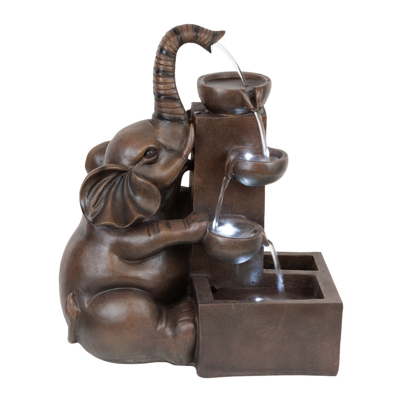 Playing Elephant Patio Water Fountain