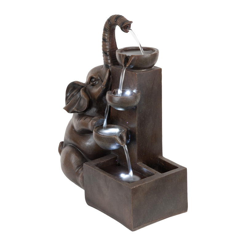 Playing Elephant Patio Water Fountain