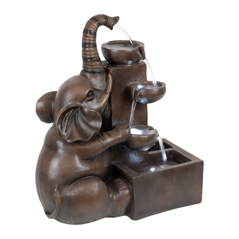 Playing Elephant Patio Water Fountain