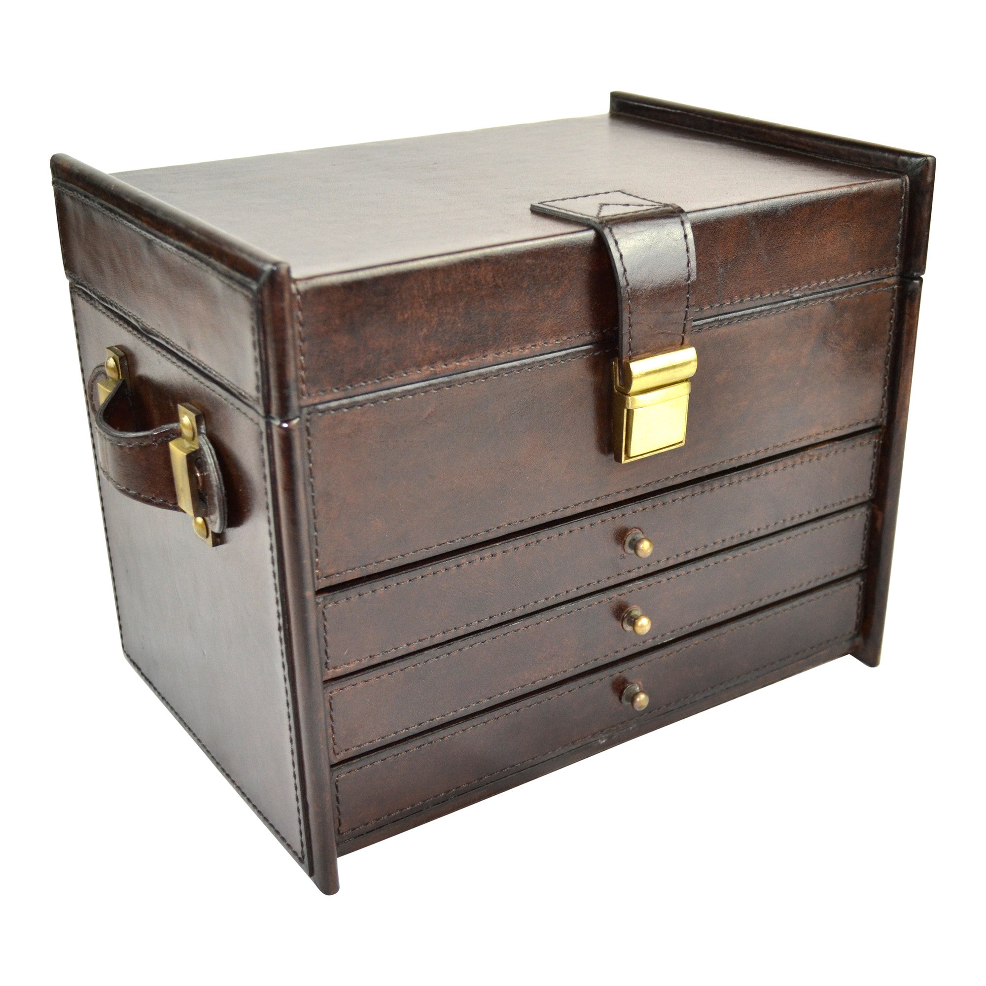 Leather Jewelry Box - 3 Drawers (Available in 3 Colors)