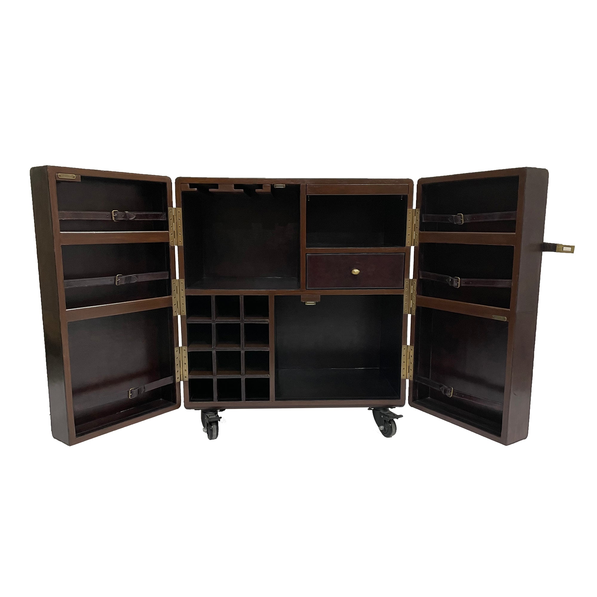 Exquisite Leather Bar Cabinet On WHEELS (Available In 4 colors)