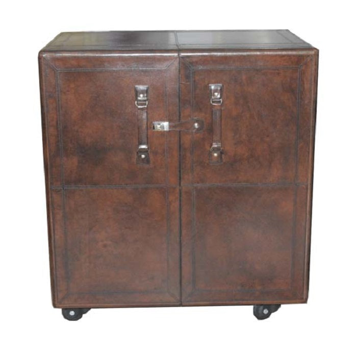 Exquisite Leather Bar Cabinet On WHEELS (Available In 4 colors)