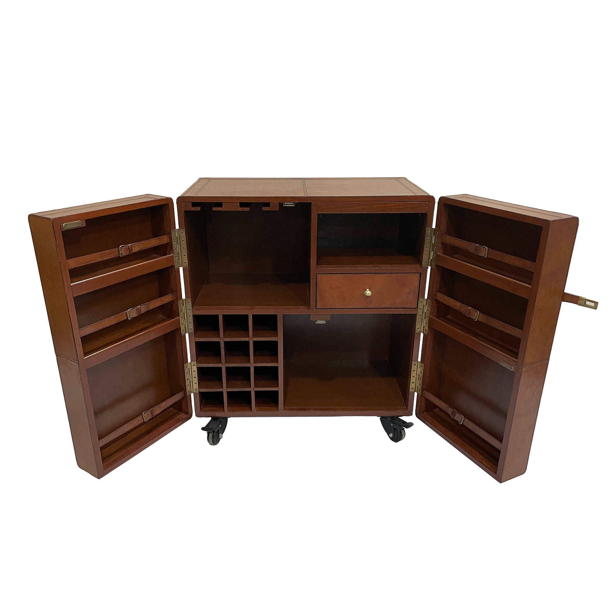 Exquisite Leather Bar Cabinet On WHEELS (Available In 4 colors)