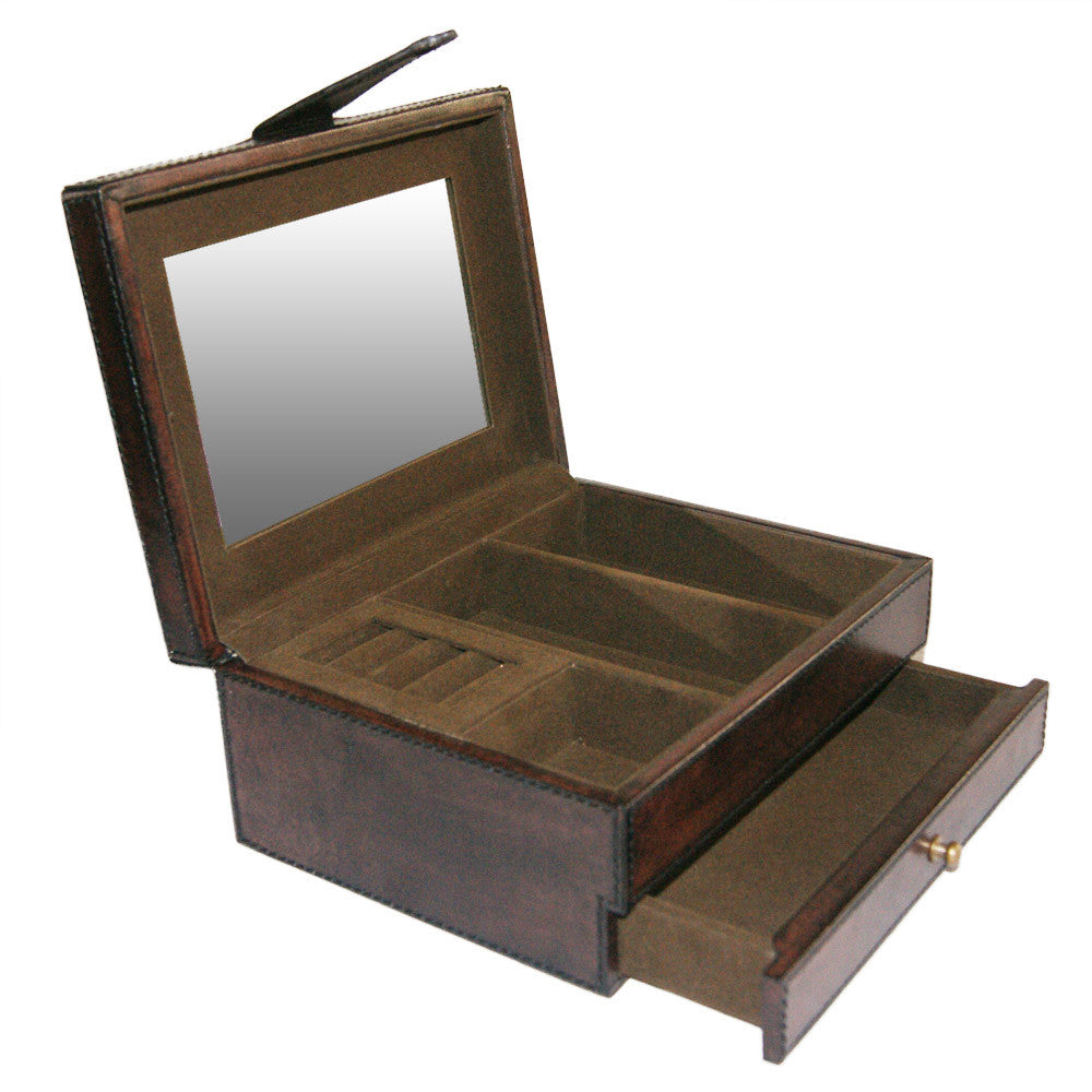 Leather Jewelry Box - 1 Drawer SMALL (Available in 3 Colors)
