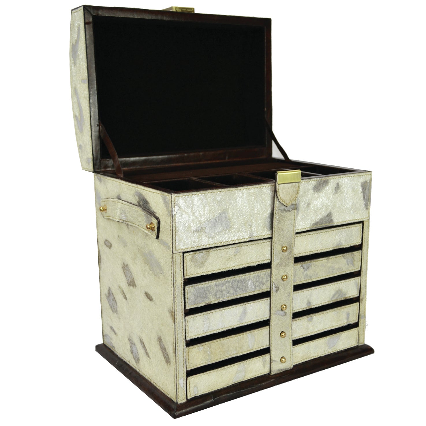 Leather Jewelry Box - 5 Drawers (Available in 3 Colors)